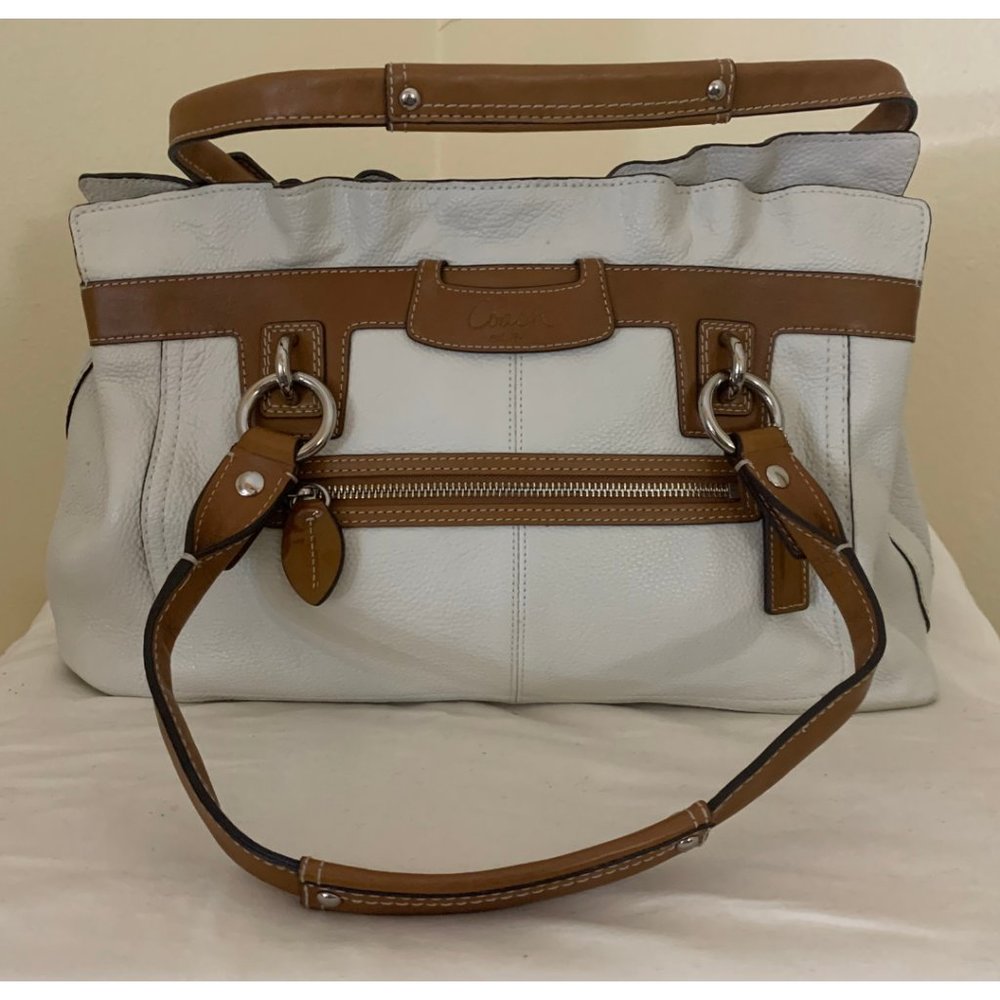 Coach Ivory Pebbled Leather Penelope Tote Bag Purse